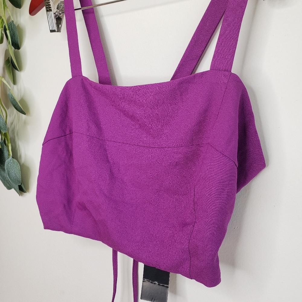 LuLu's Purple Tie Back Crop Top | Large | NWT - Picture 3 of 8
